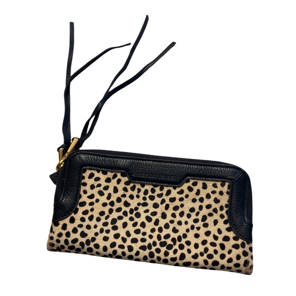 Aimee Kestenberg Gala Cheetah Pony Hair Clutch Leather Zip Wallet